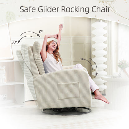 JiaDa Upholstered Swivel Rocking Chair - Beige