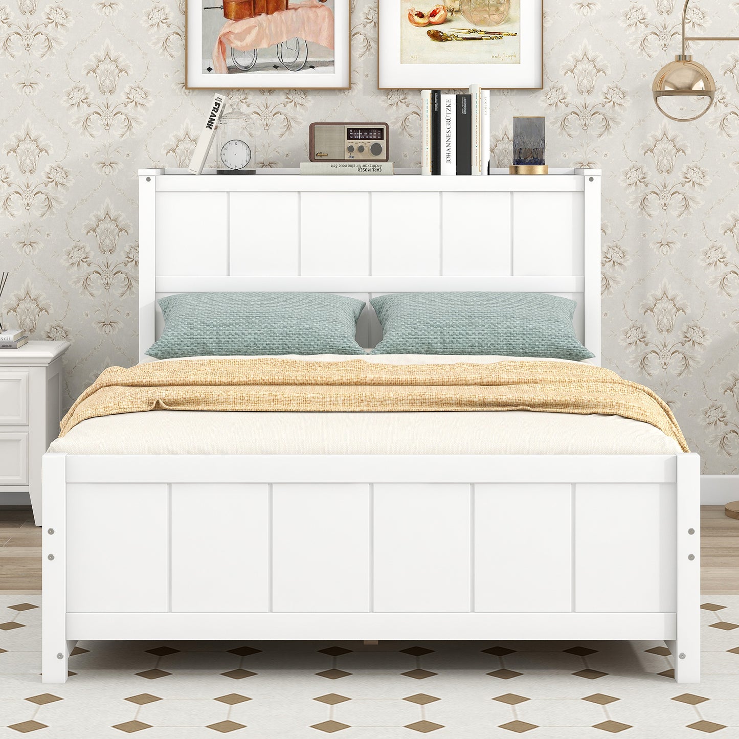 Zeal Full Size Platform Bed w Storage - White