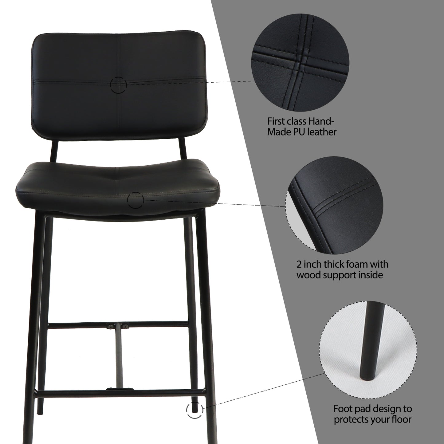 Lean Bar Stools   - Black  Set of 2