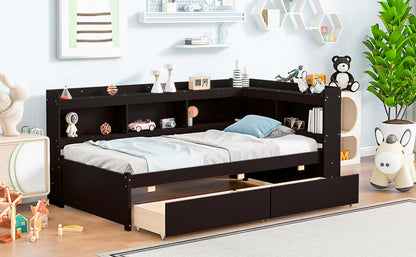 Parker Twin Size Daybed with Bookcases -Drawers - Espresso