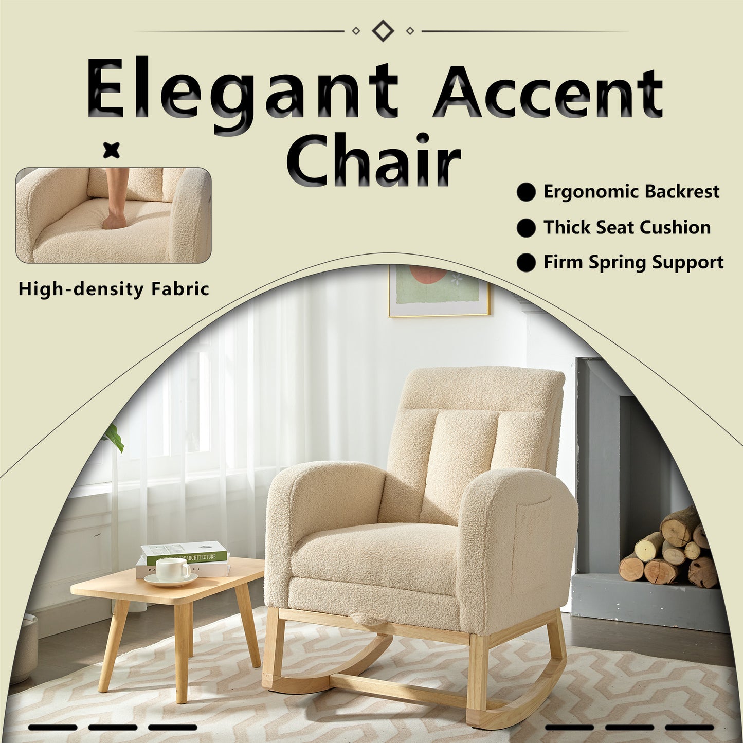 Parker II Modern Accent Rocking Chair - Beige