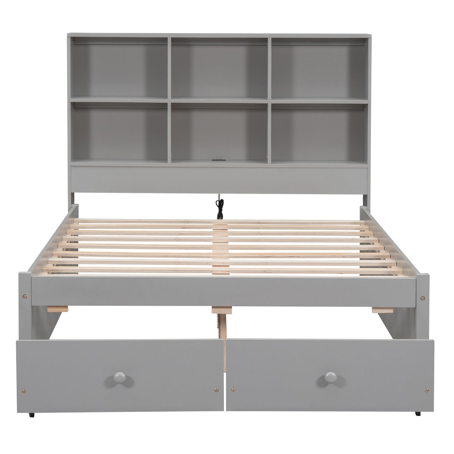 Jazz Full Size Platform Bed w 2 Drawers - Gray