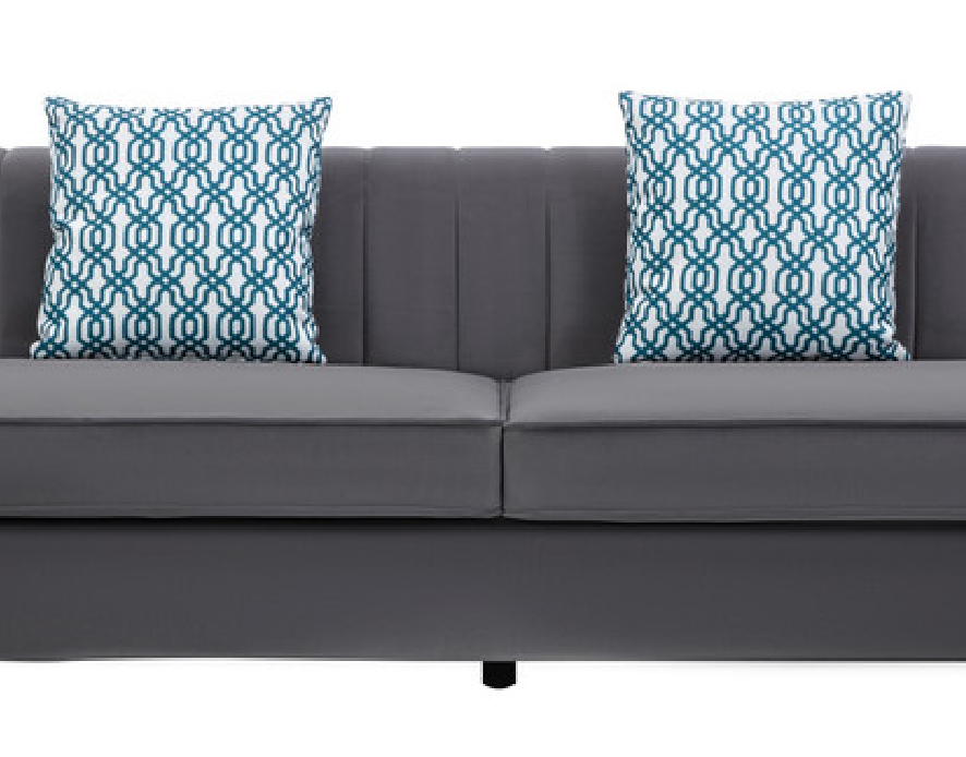 Maddie Velvet 5-Seater Sectional Sofa with Storage Ottoman - Gray