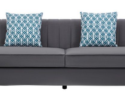 Maddie Velvet 6-Seater Sectional Sofa with Storage Ottoman - Gray