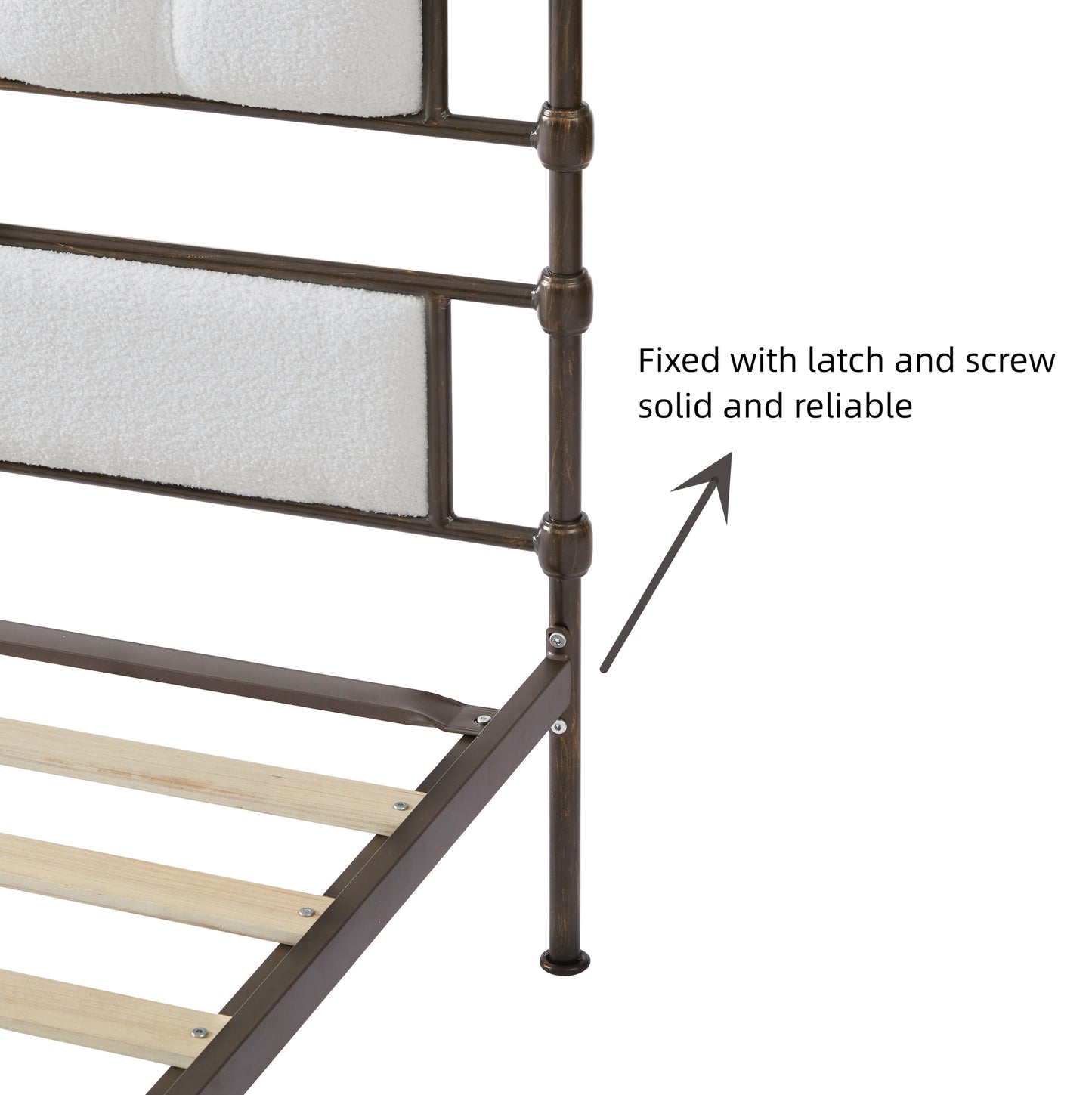 King size High Boad Metal Bed Frame - White