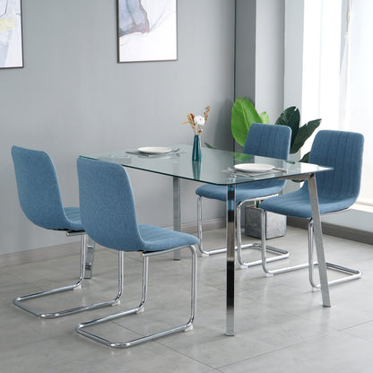 Jayro Fabric Dining Chairs with Metal Leg (Set of 4) - Blue