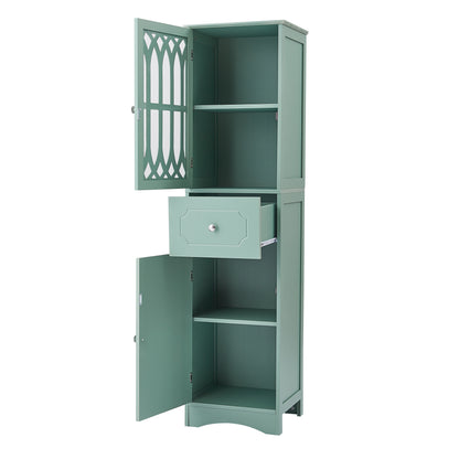 Statured Bathroom Cabinet with Drawer and Doors - Green