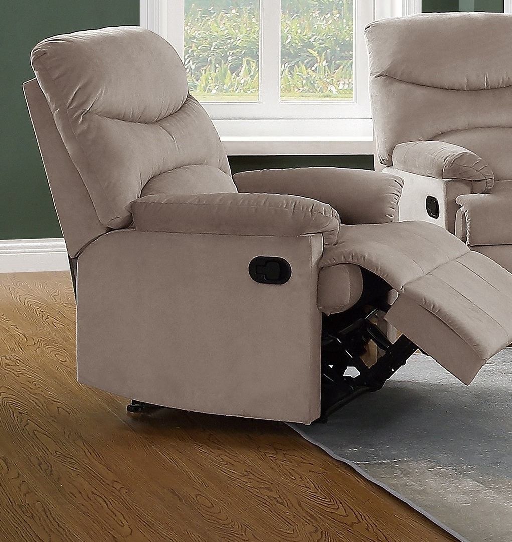 Vance Luxurious Velvet  Motion Recliner Chair - Light Brown