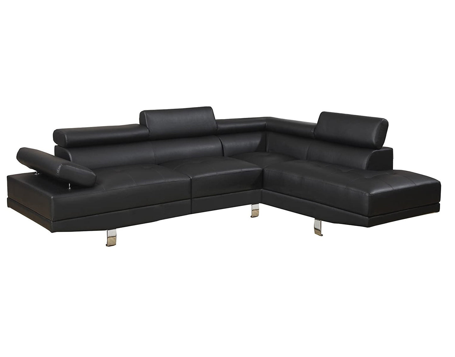 Akira Sectional Sofa Adjustable Headrest - Black