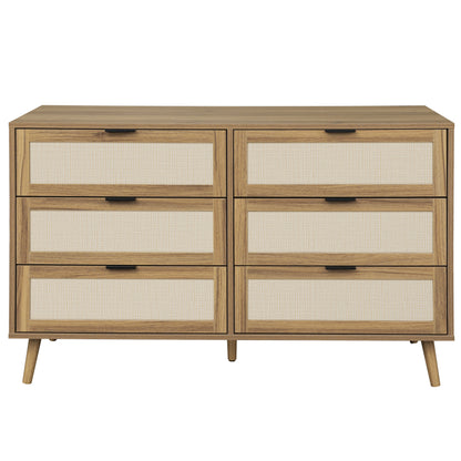 Noi 6 Drawer Dresser Wood Cabinet - Walnut