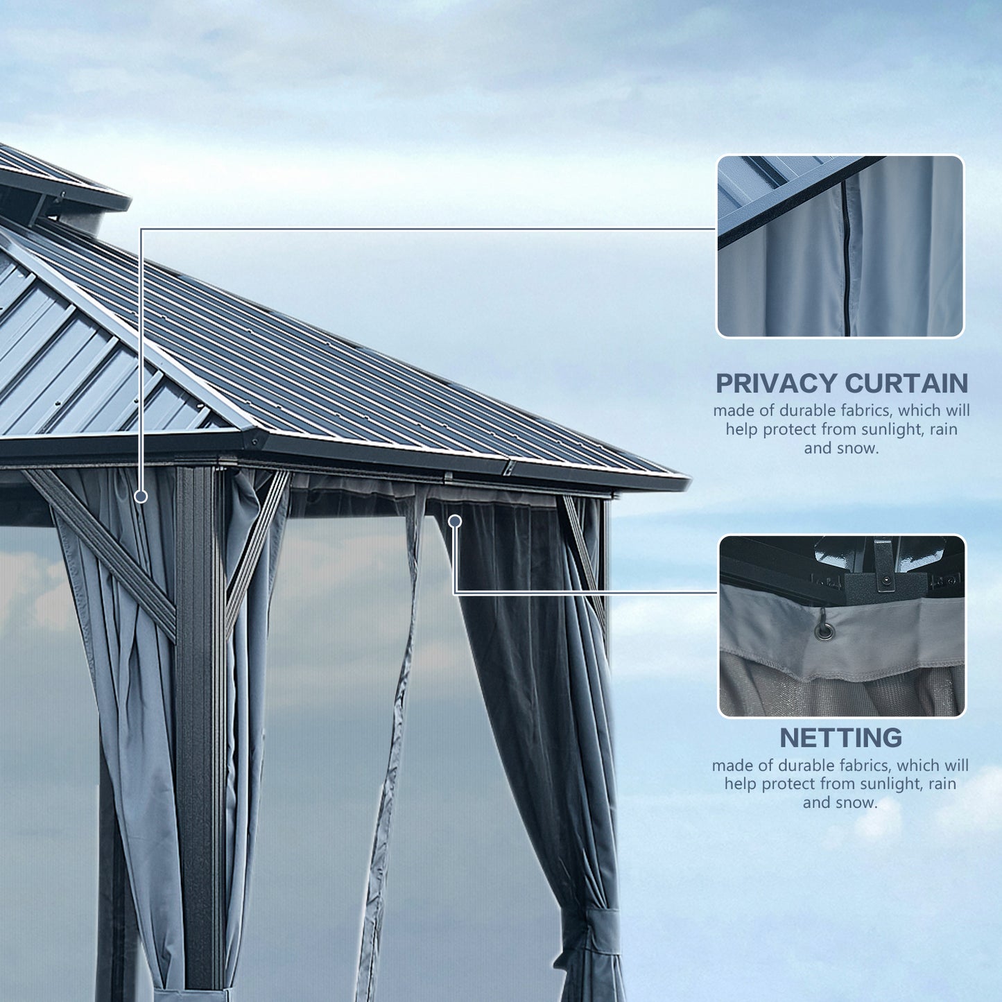 Afix 10 X 10 ft Permanent Hardtop Gazebo Canopy - Gray