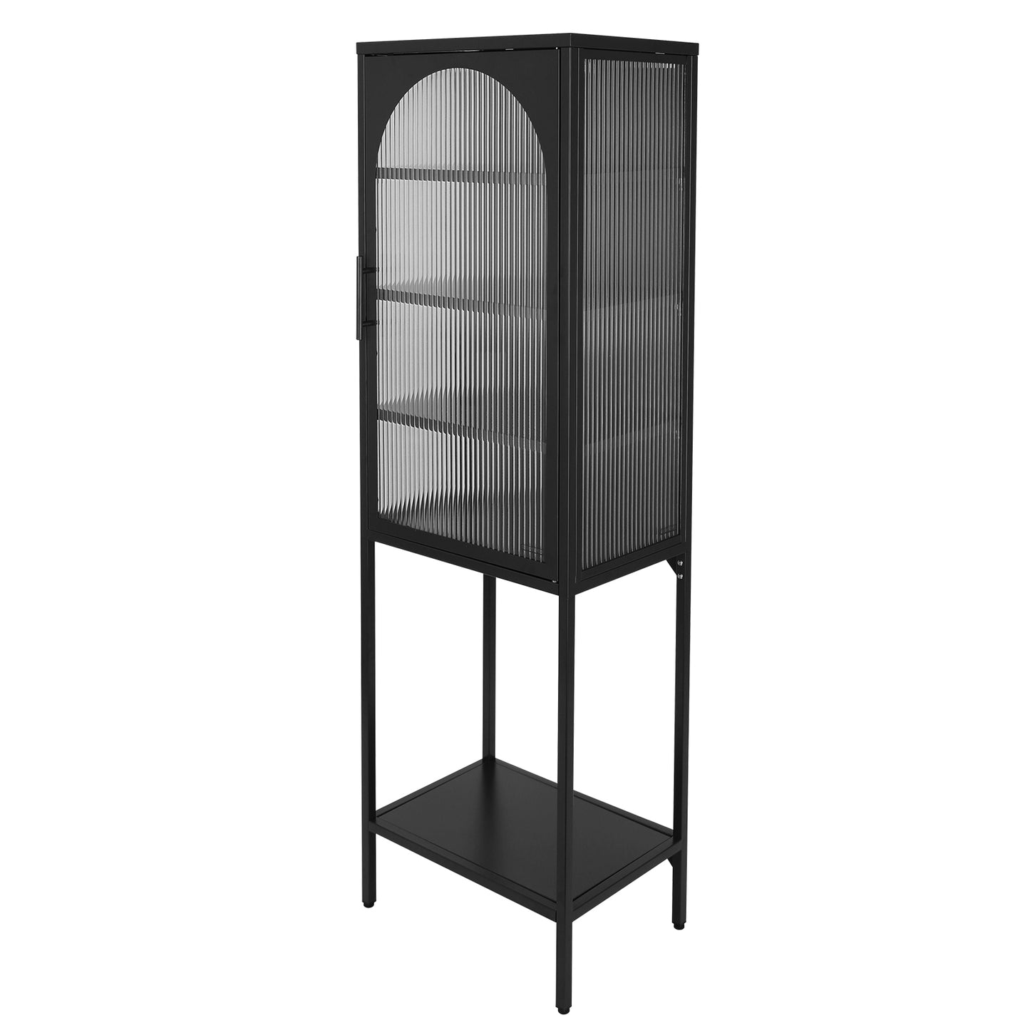 Tempered Glass High Cabinet - Black