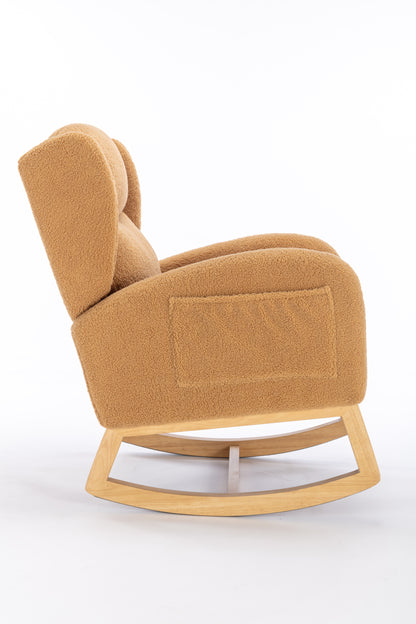 Nadia Teddy Fabric Rocking Chair - khaki