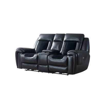 Clark Recliner Console Velvet Loveseat - Black