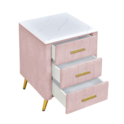 Kati Upholstered Wooden Nightstand - Pink