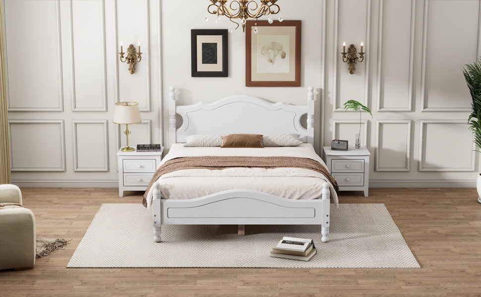 Quarto II Full Size Wood Platform Bed Frame - White