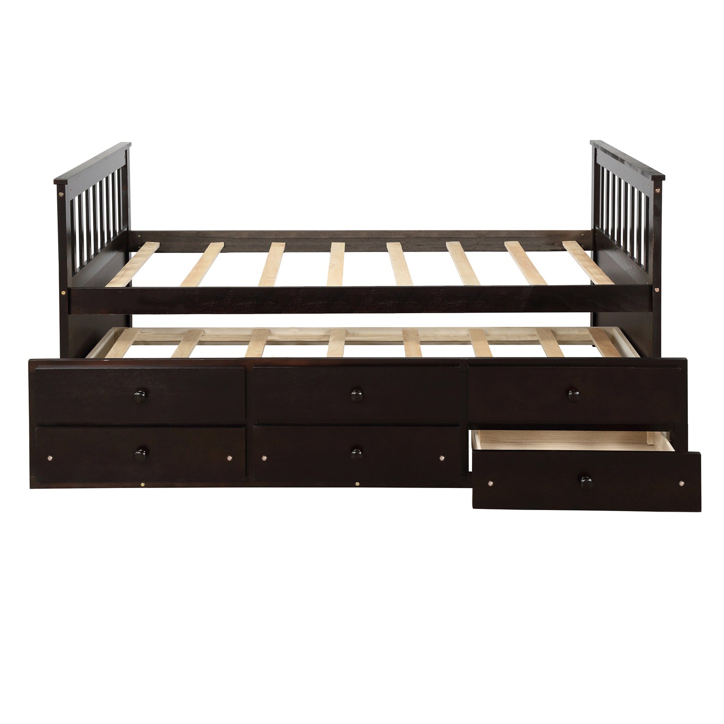 Abby Twin Daybed with Trundle Bed and Storage Drawers - Espresso