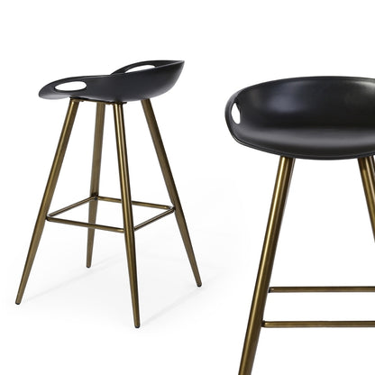 Bak Bar & Counter Stool - Black & Gold Set of 2