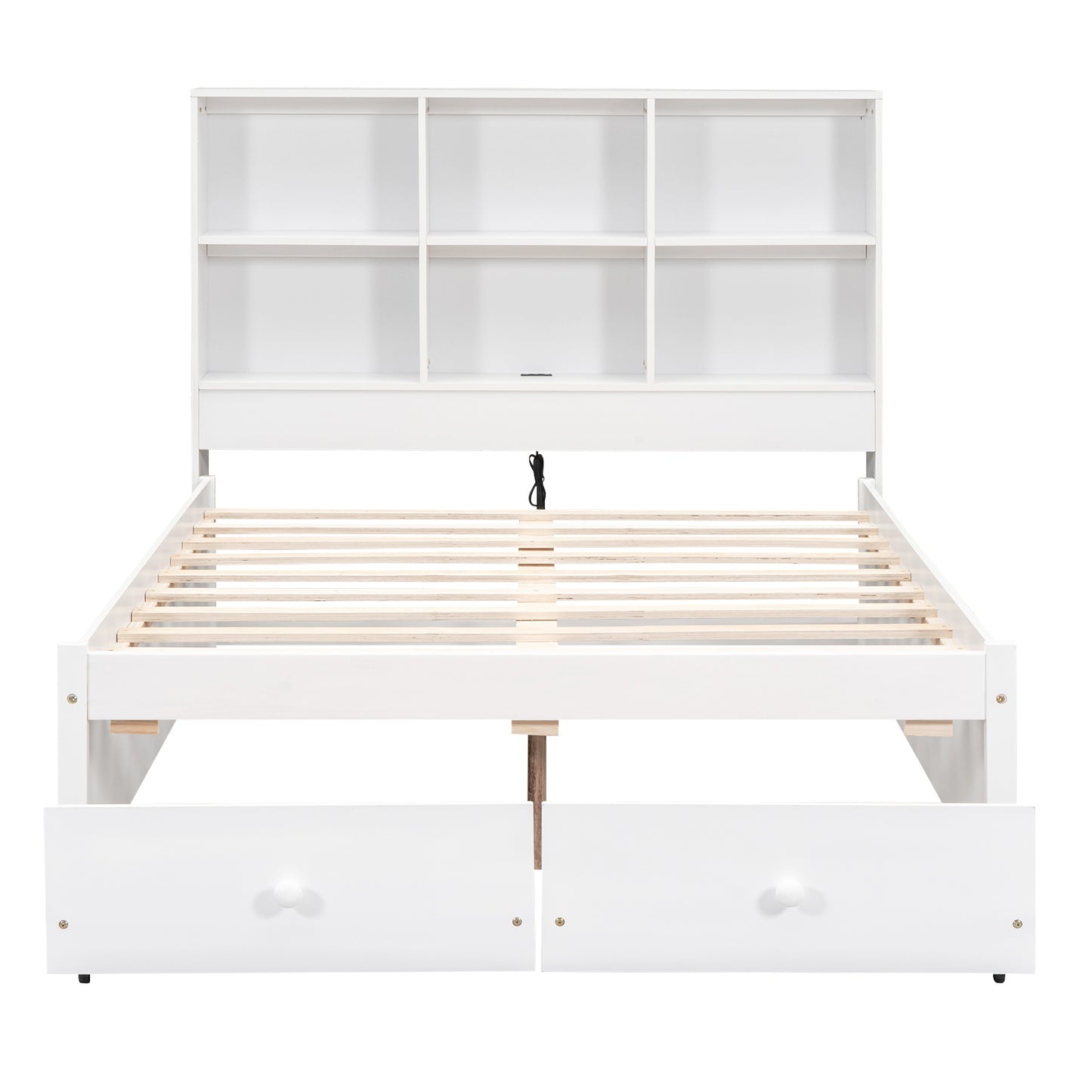 Jazz Full Size Platform Bed w 2 Drawers - White