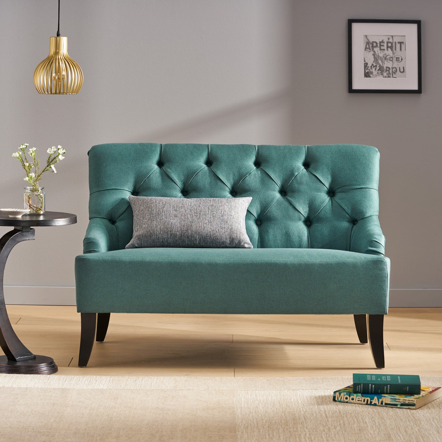 Nicole Velvet Loveseat - Teal