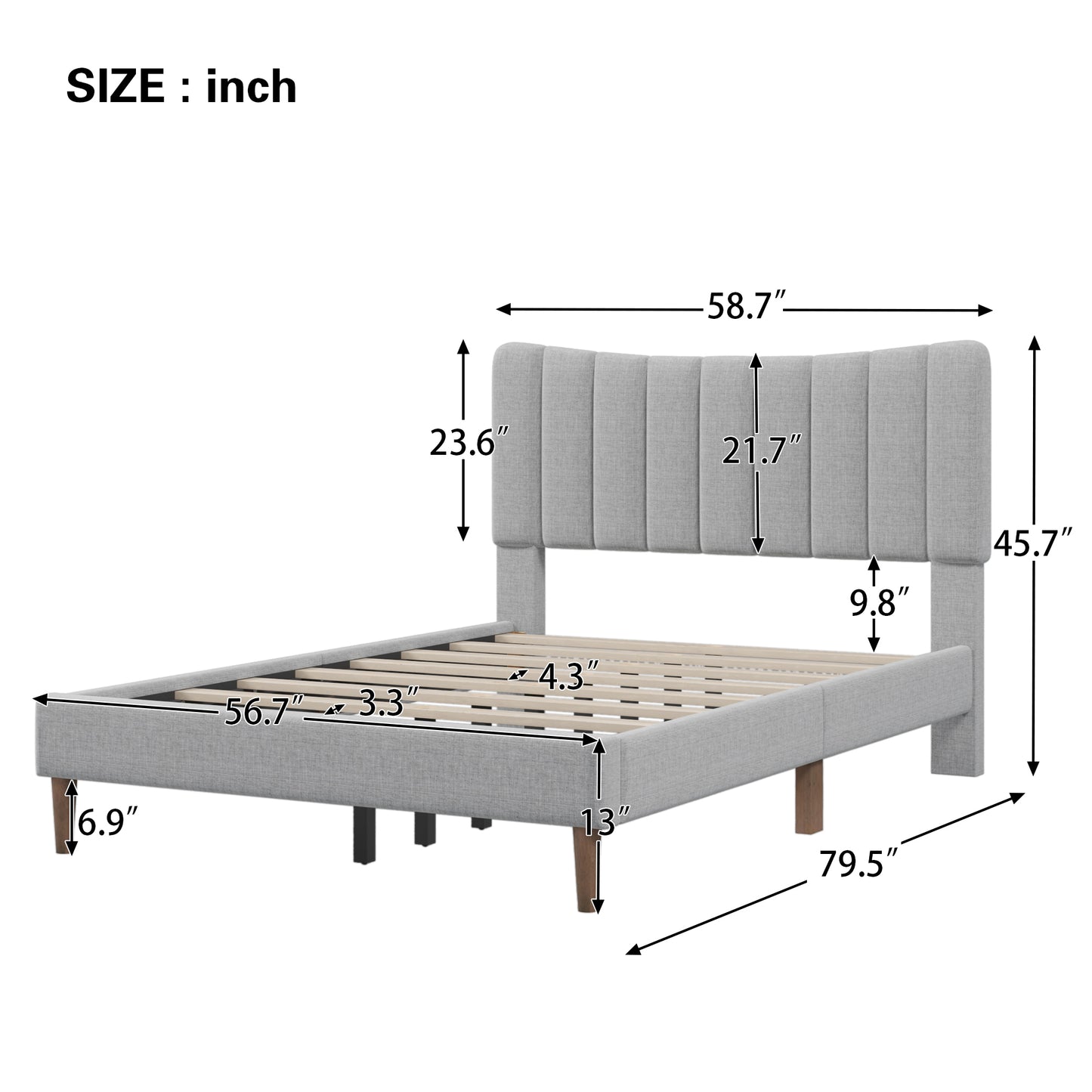 Innocent Full Size Platform Bed Frame - Gray