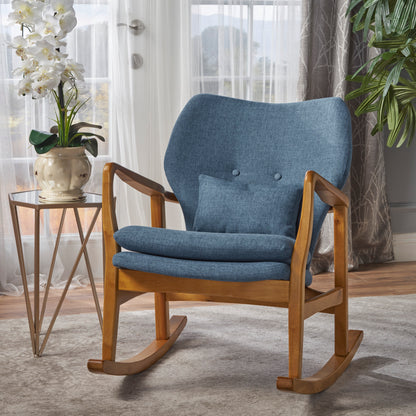 Arias Elegant Solid Wood Rocking Chair - Blue