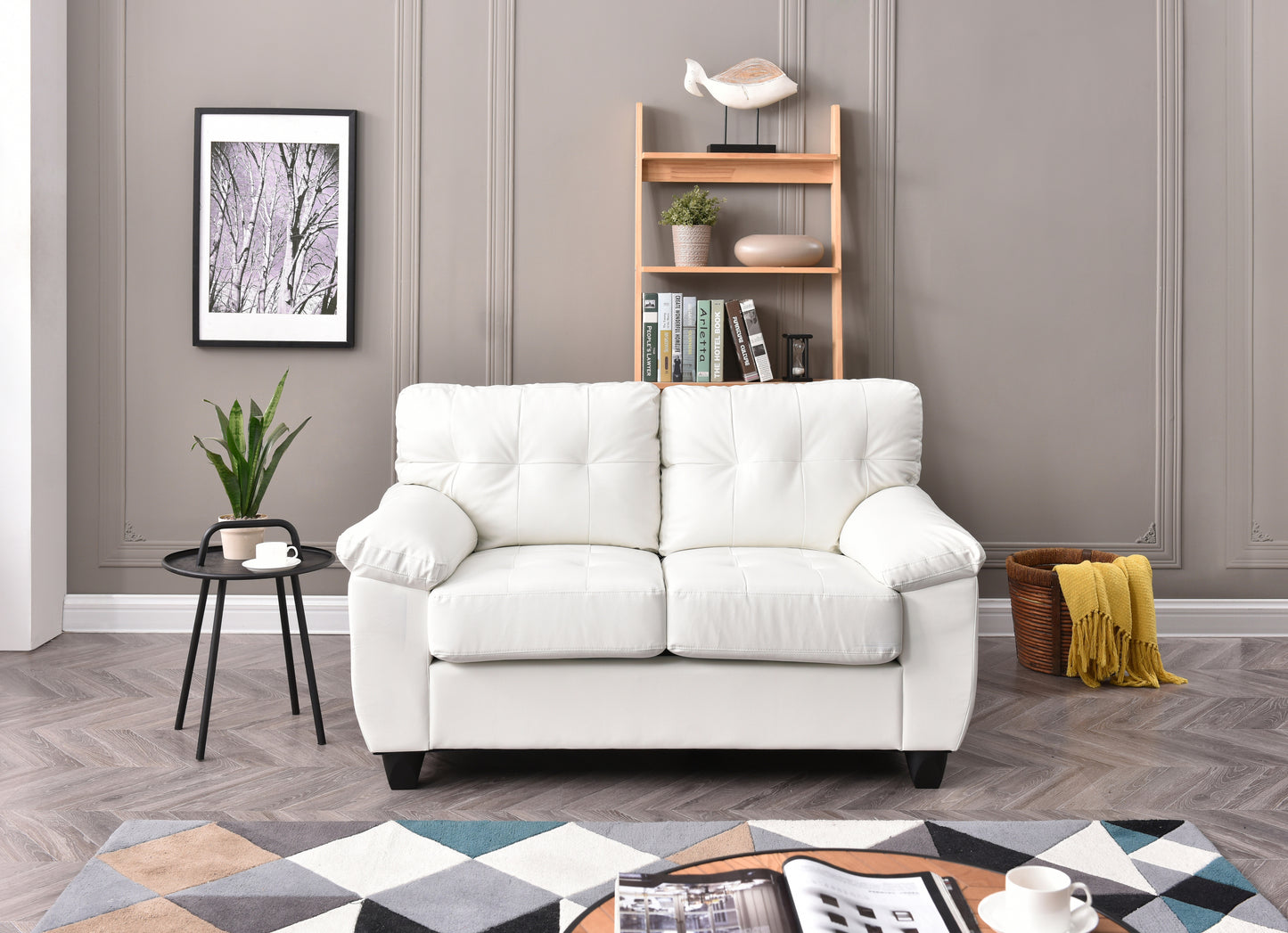 Silva Contemporary Loveseat - White