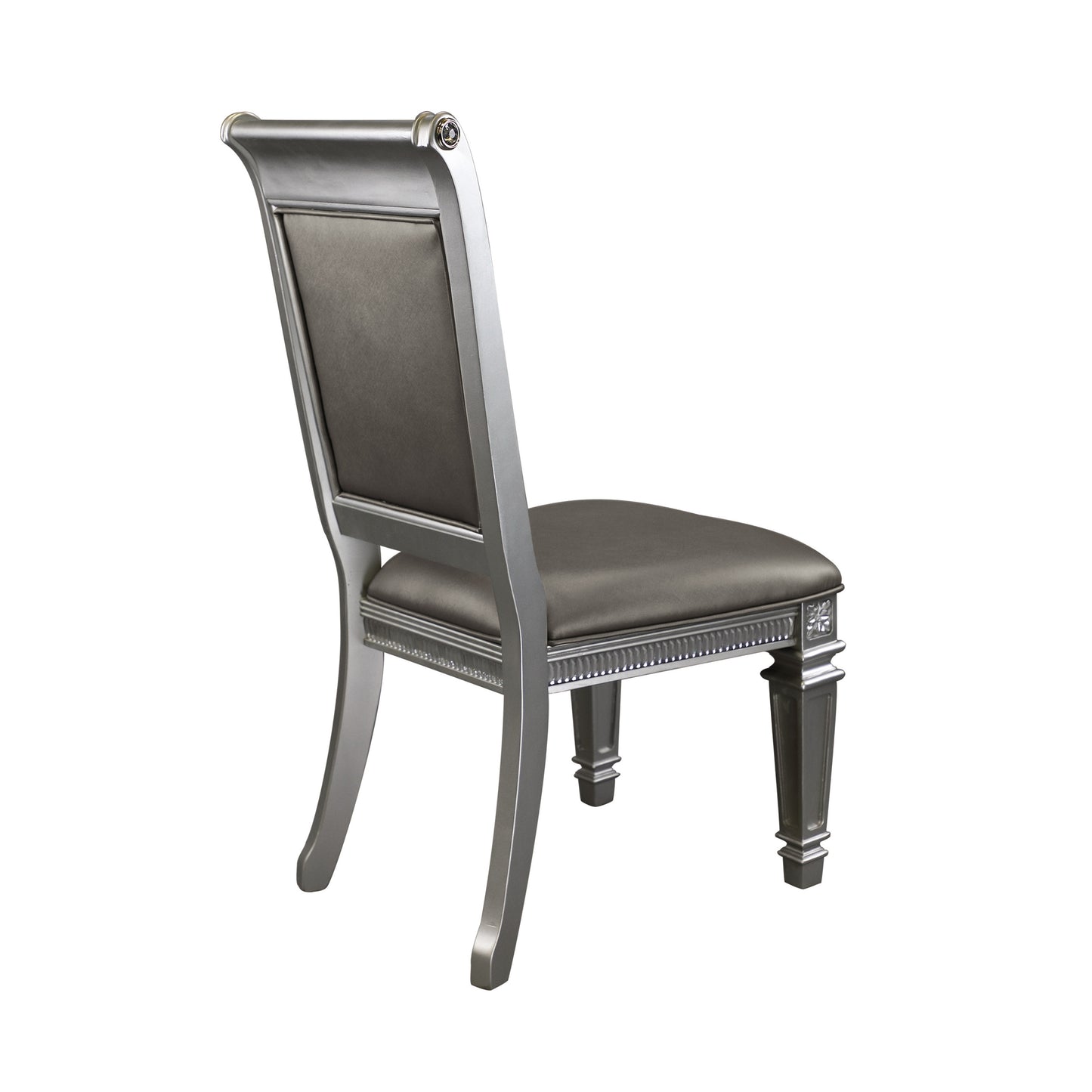 Becker Modern Glam Dining Chair (Set of 2)- Silver