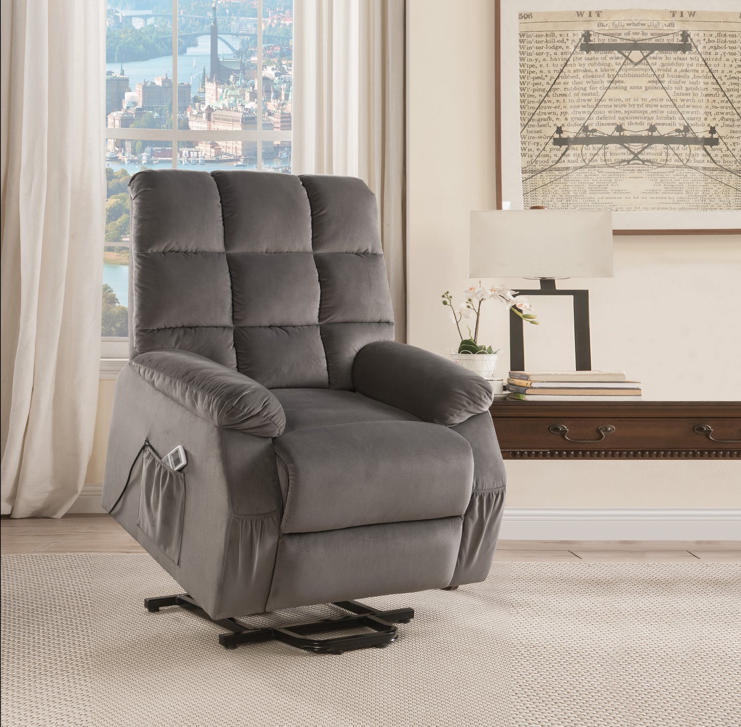 Luca Power Lift Recliner with Massage - Gray