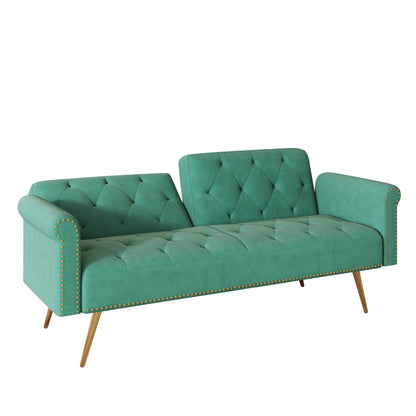 Uma Convertible Velvet Sofa Bed - Green