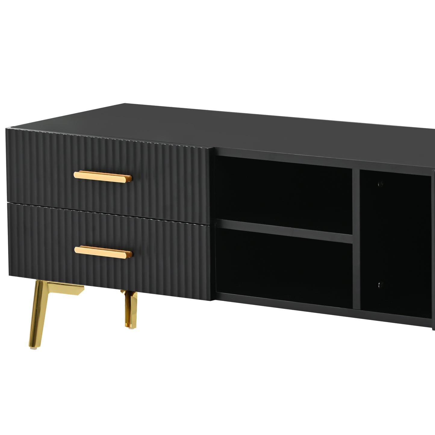 Eden II Stylish TV Stand with 5 Champagne Legs - Black