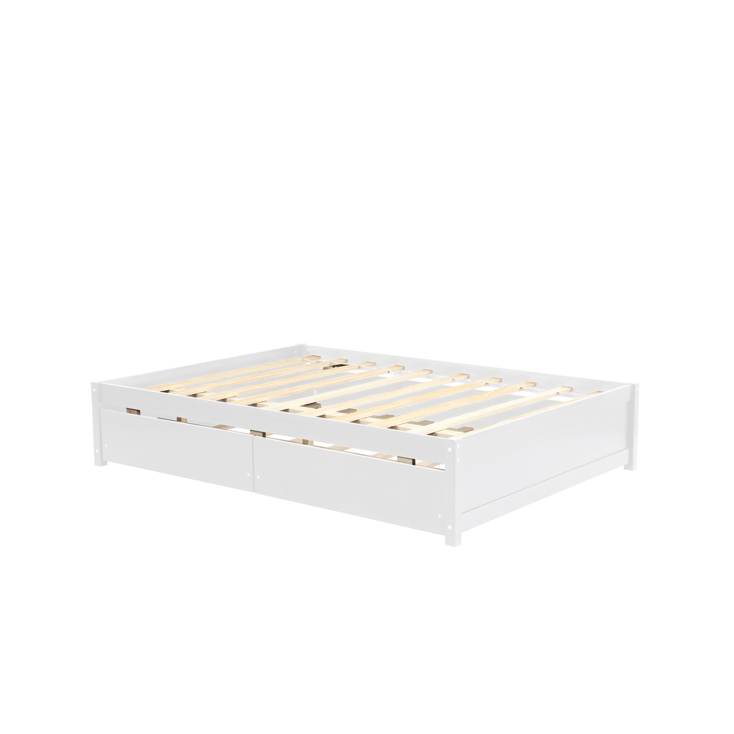 Trundle Max Twin Bed with Storage Drawers - White