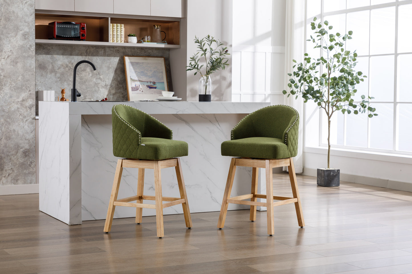 COOLMORE Bar Stools - Green Set of 2