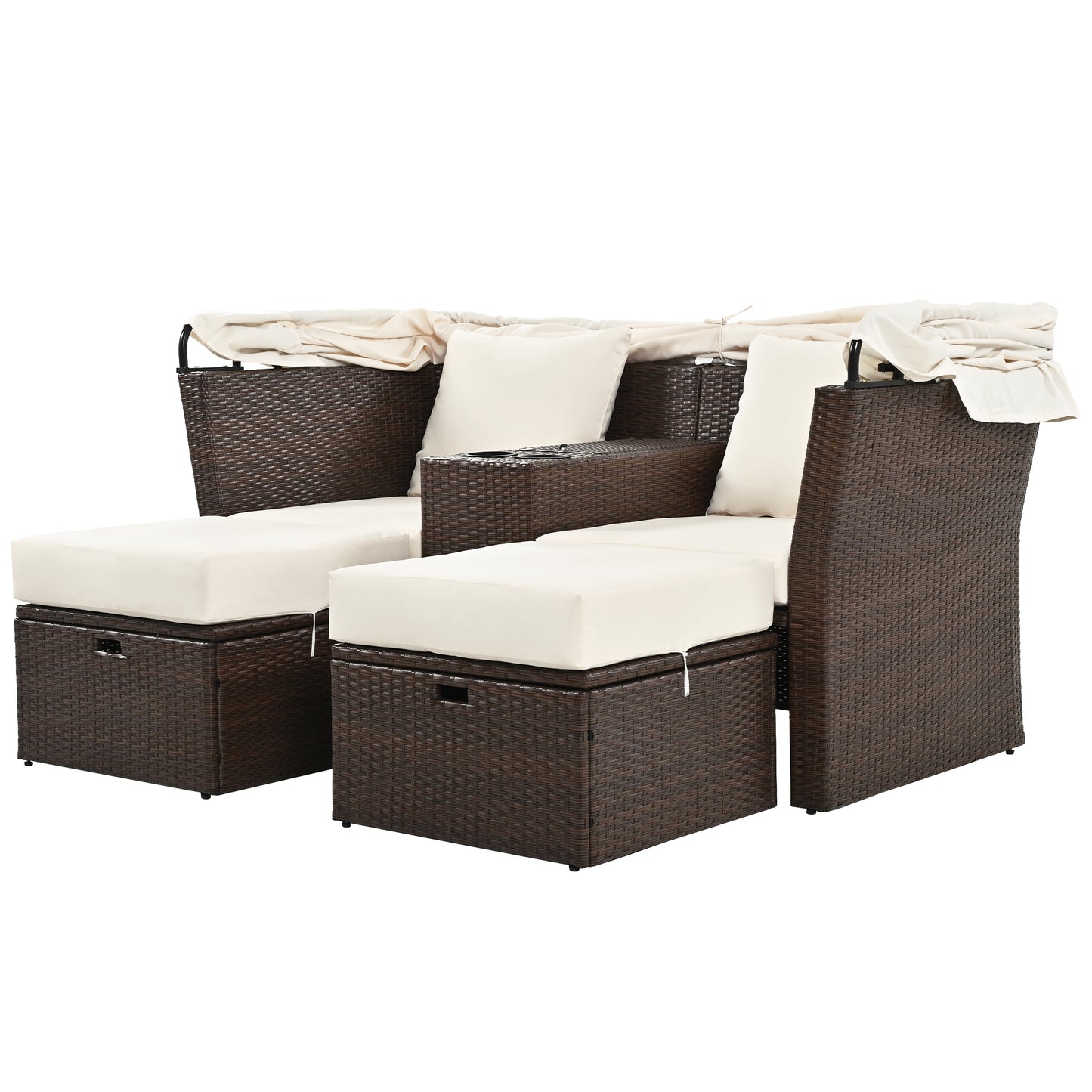 Ginson 2-Seater Outdoor Patio Daybed - Beige