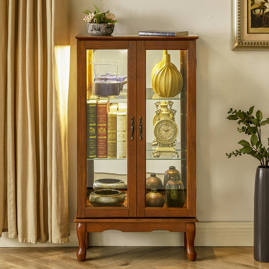 Karla Lighted Curio Diapaly Cabinet - Oak