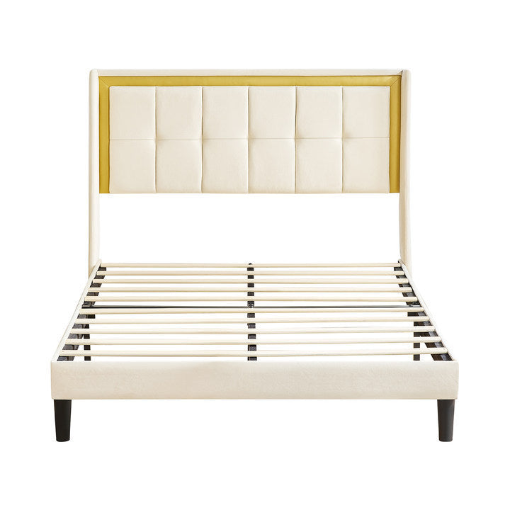 Vito Queen Size Platform Bed Frame - Beige