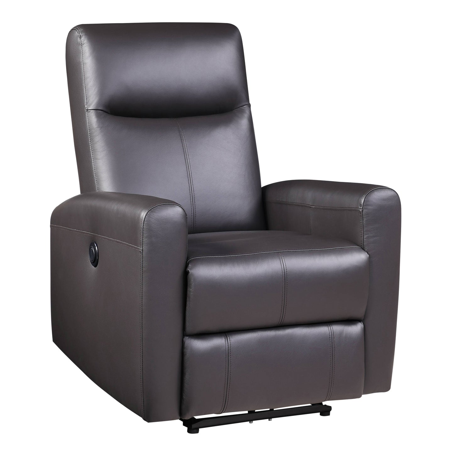 Morgan Power Recliner with Square Armrest - Brown