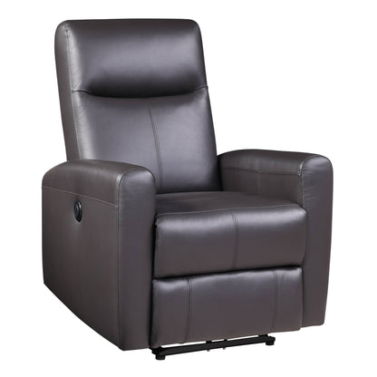 Morgan Power Recliner with Square Armrest - Brown