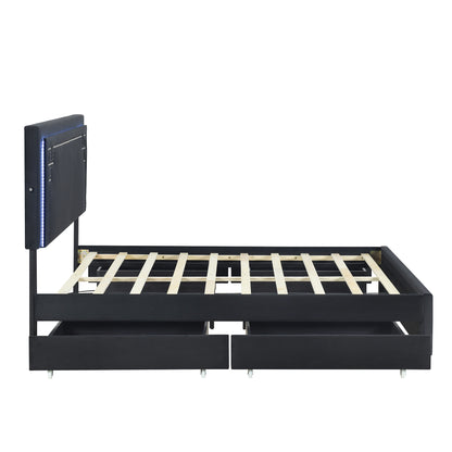 Omo Queen Size Upholstered Platform Bed - Black