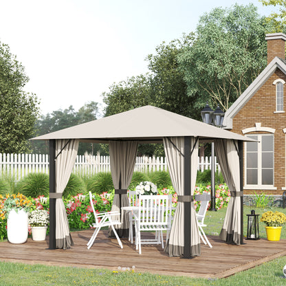 Enola 10 x 10 ft Patio Gazebo Aluminum Frame - Brown