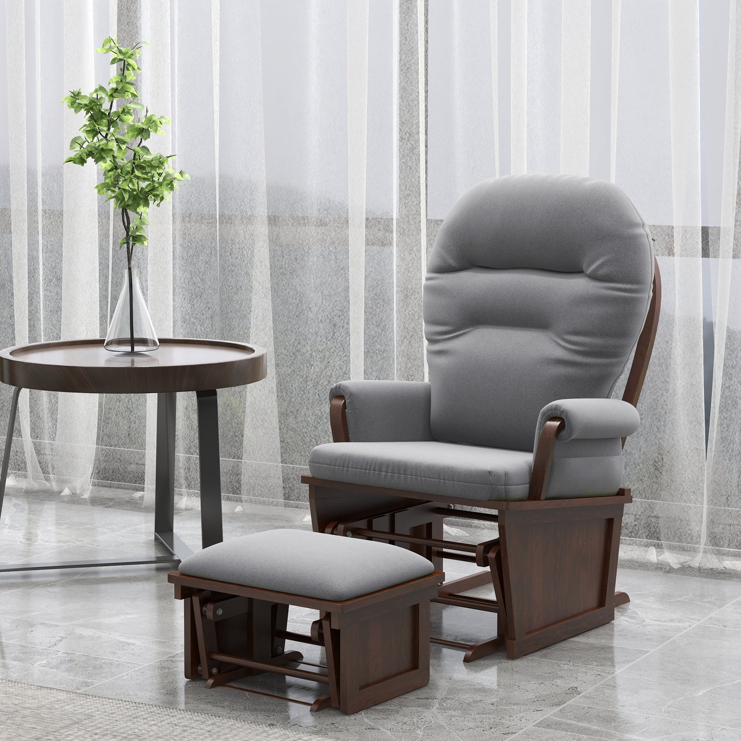 Ewan Nursery Glider Rocking Chair with Ottoman - Dark Gray