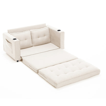 Neo Tufted Loveseat with Pull Out Sleeper - Beige