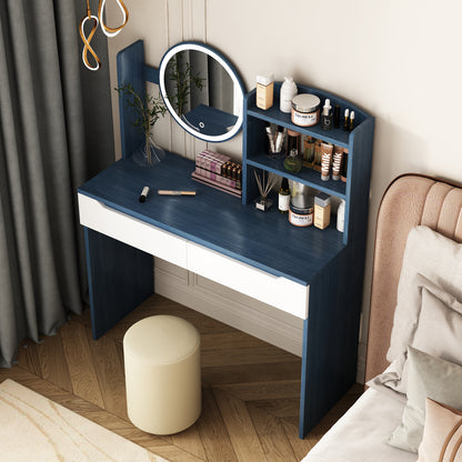 Anita Vanity Desk with HD Mirror - Blue