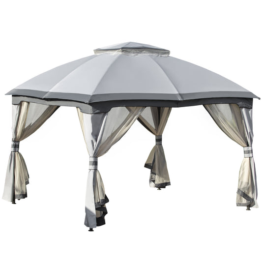 Bravo 10 x 12 ft  Solid Steel Frame  Gazebo Canopy Shelter - Grey