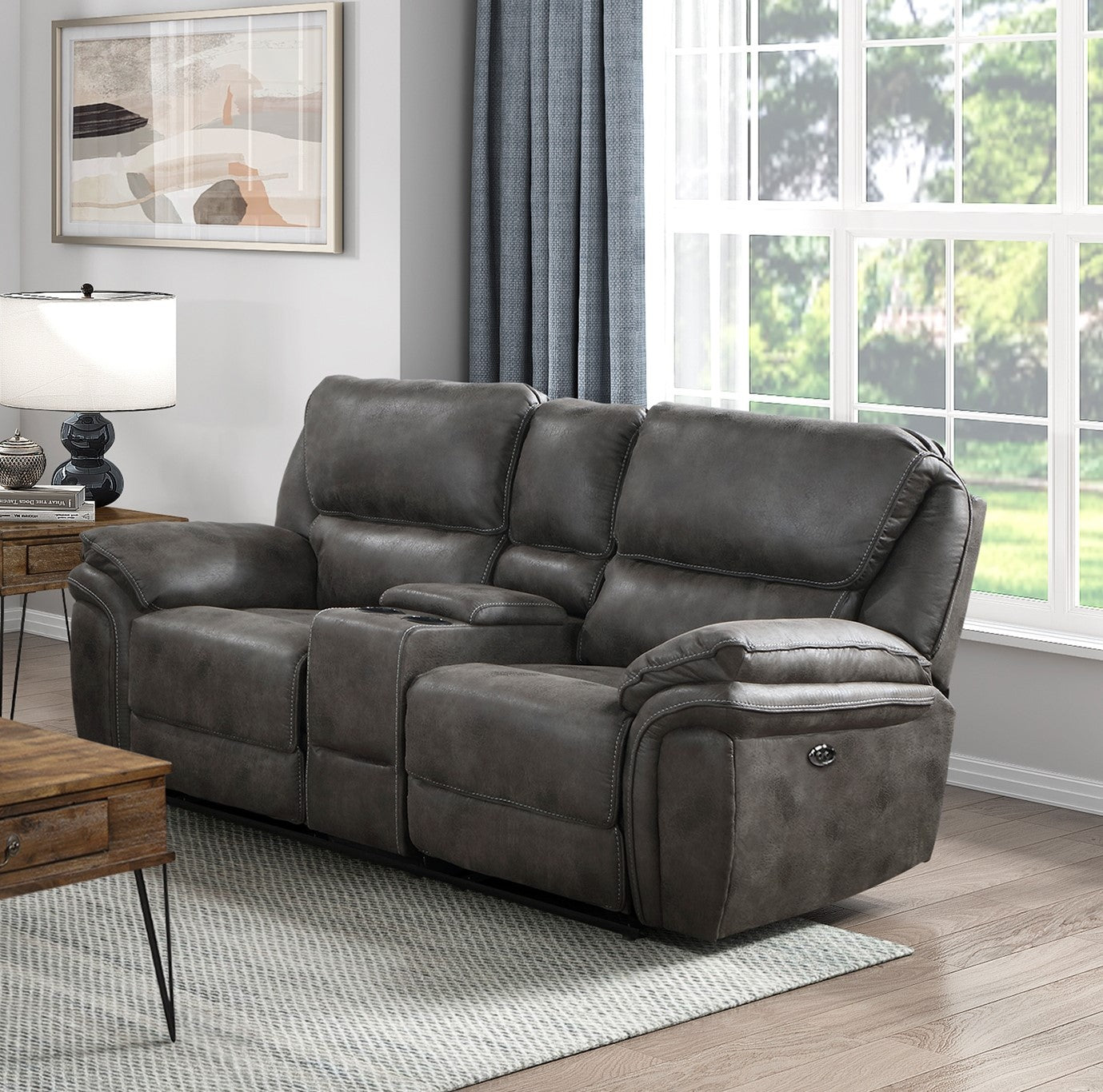 Rubio Power Reclining Loveseat - Gray