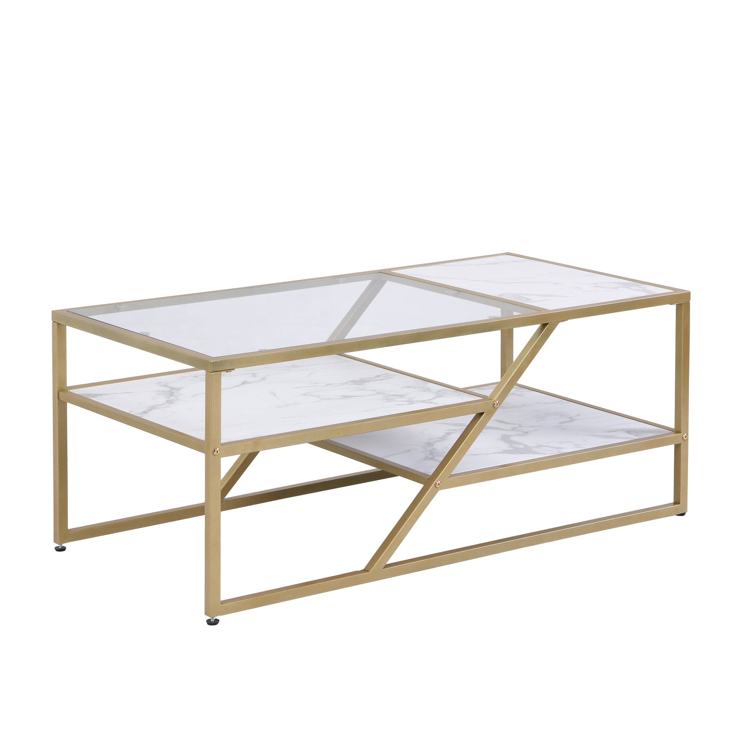 Golden Glass Shelf Coffee Table