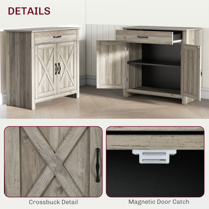 Woods Farmhouse Sideboard Buffet Cabinet - Gray Wash