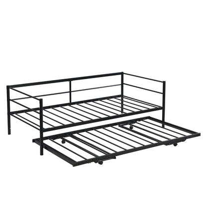 Wago Twin Size Metal Daybed with Adjustable Trundle - Black