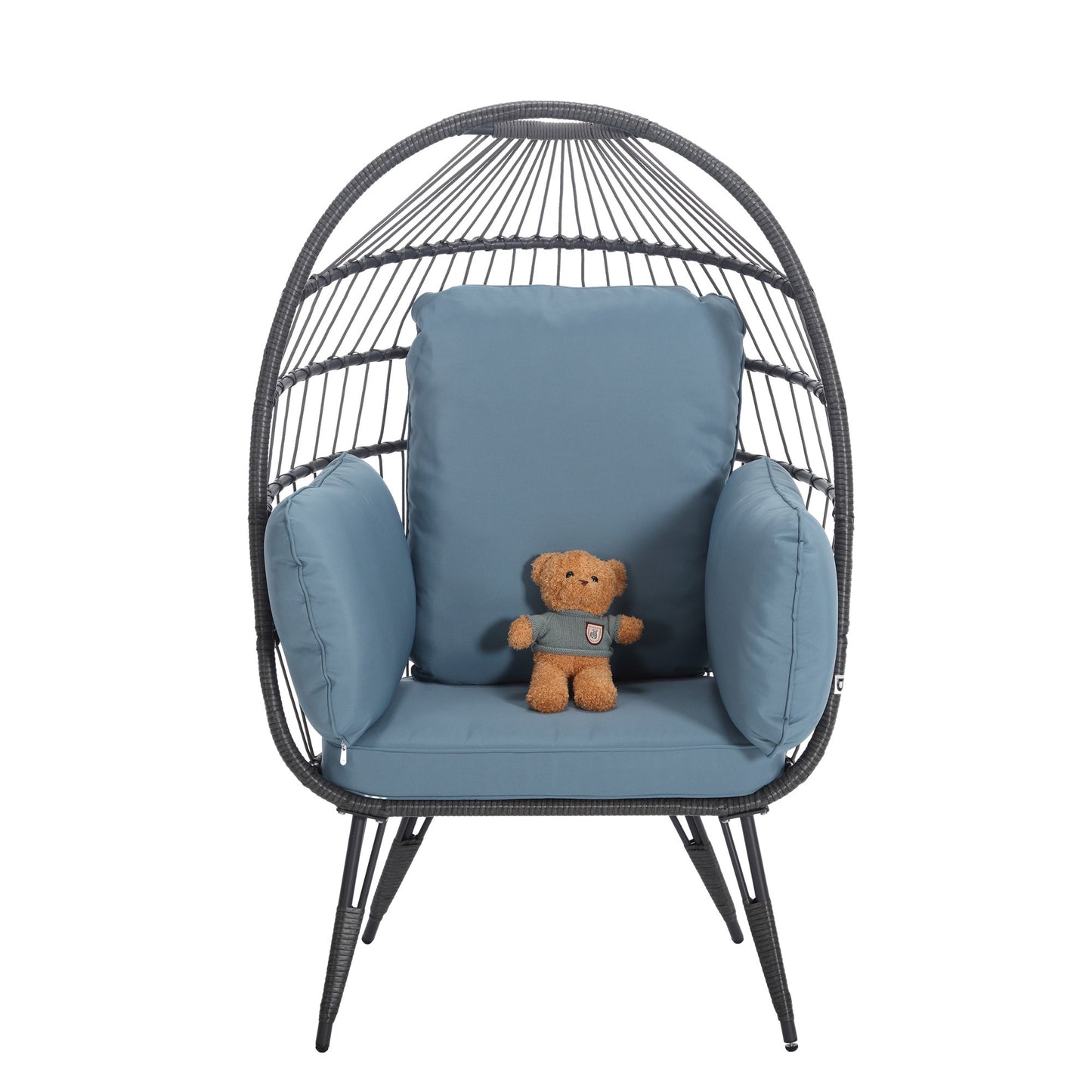 Mora Egg Wicker Outdoor Indoor Basket Chair - Blue