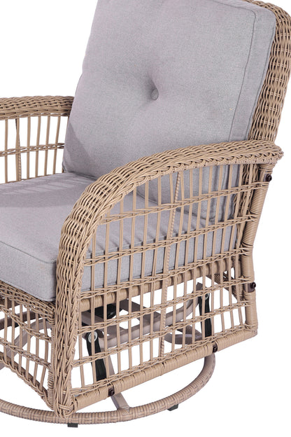 Vern 3 Pieces Outdoor Wicker Swive Rocking Chair Set